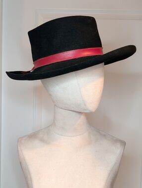 Vintage 40s Black Stetson Fifth Ave Felt Hat Fedora Bullocks Los Angeles 22"